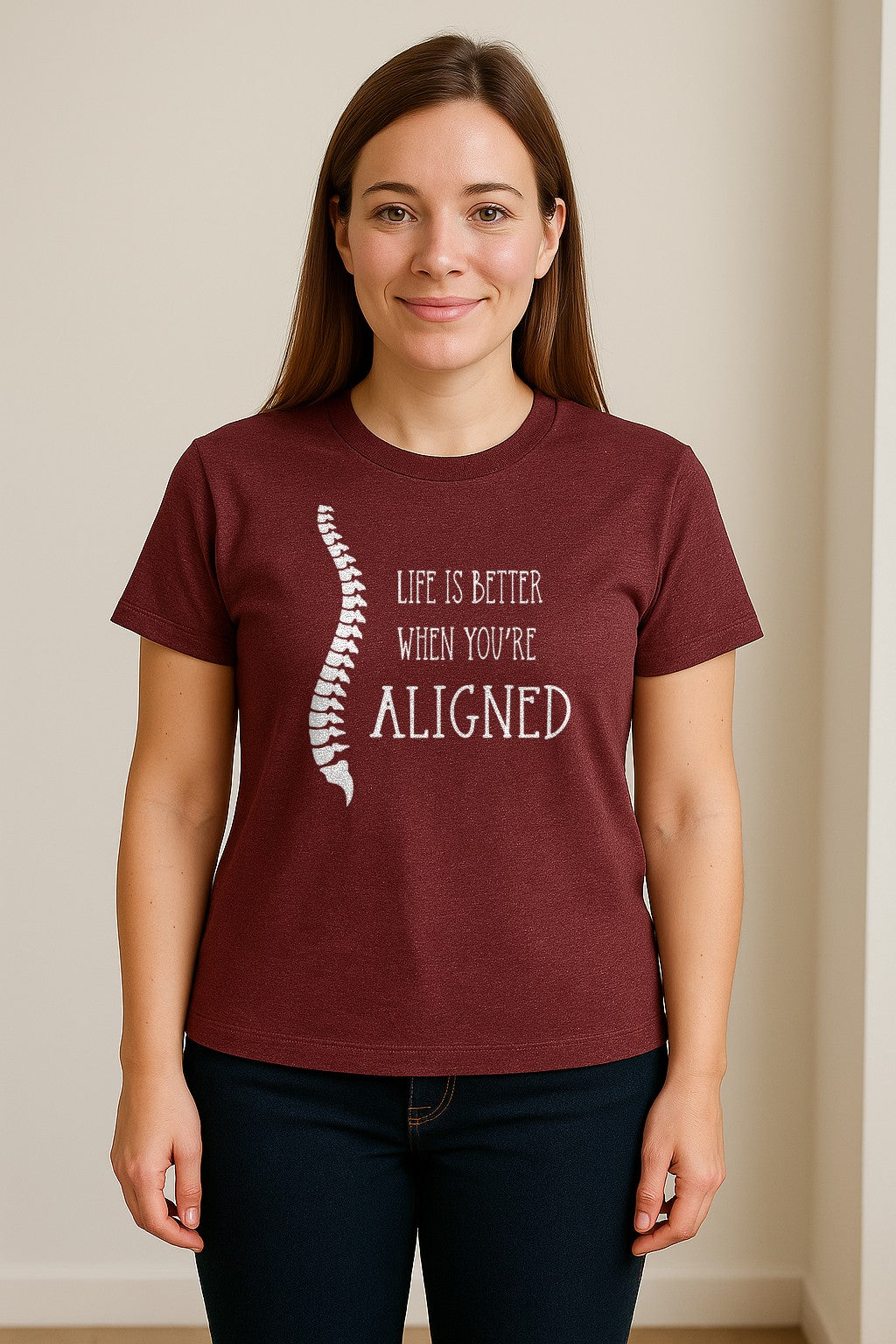 Chiropractor T-Shirt, Life Is Better When You're Aligned Spine Graphic for Chiropractic Professionals
