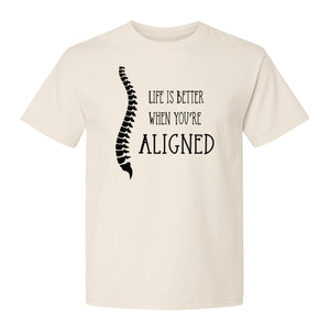 Chiropractor T-Shirt, Life Is Better When You're Aligned Spine Graphic for Chiropractic Professionals