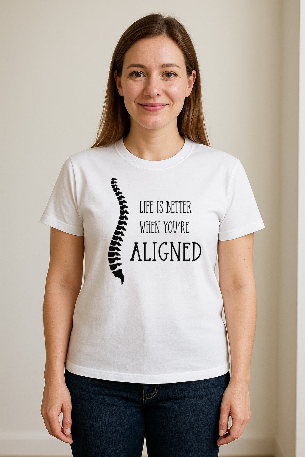 Chiropractor T-Shirt, Life Is Better When You're Aligned Spine Graphic for Chiropractic Professionals
