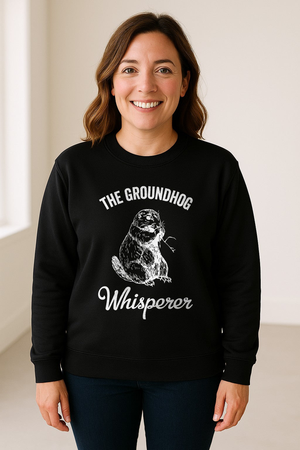 Groundhog Whisperer Sweatshirt, Detailed Sketch Animal Lover Crewneck for Men and Women