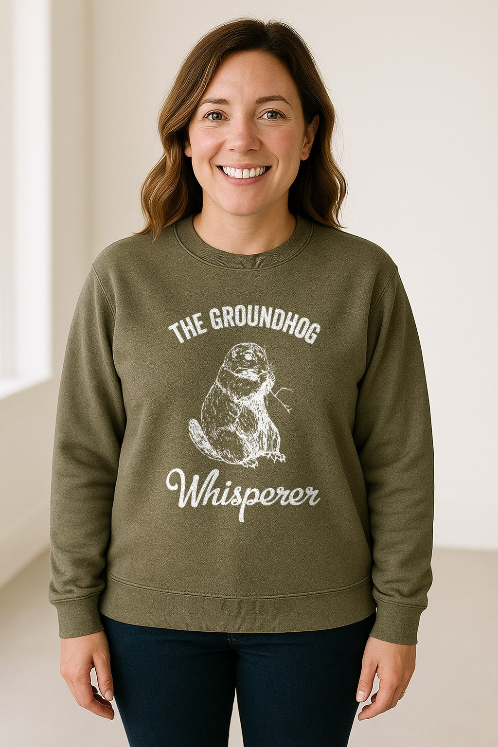 Groundhog Whisperer Sweatshirt, Detailed Sketch Animal Lover Crewneck for Men and Women