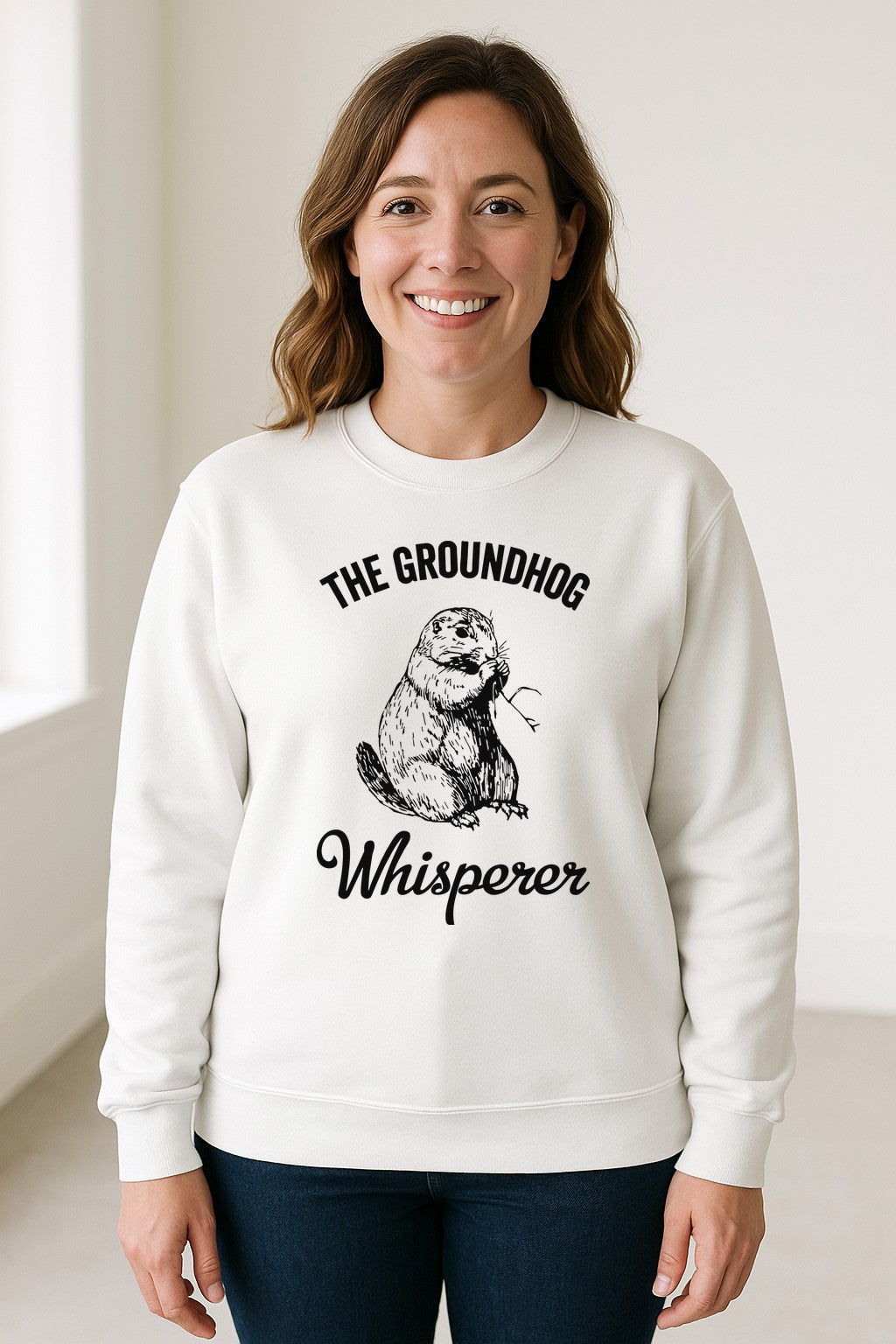 Groundhog Whisperer Sweatshirt, Detailed Sketch Animal Lover Crewneck for Men and Women