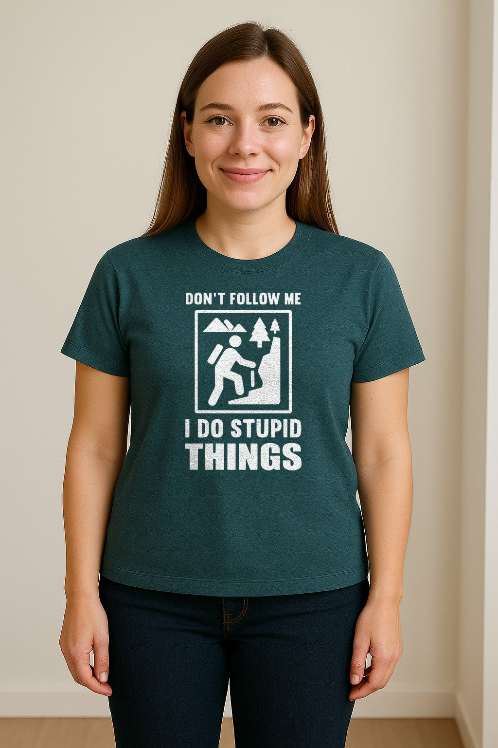 Hiking T-Shirt, Don't Follow Me I Do Stupid Things Mountain Climber Graphic for Outdoor Adventure