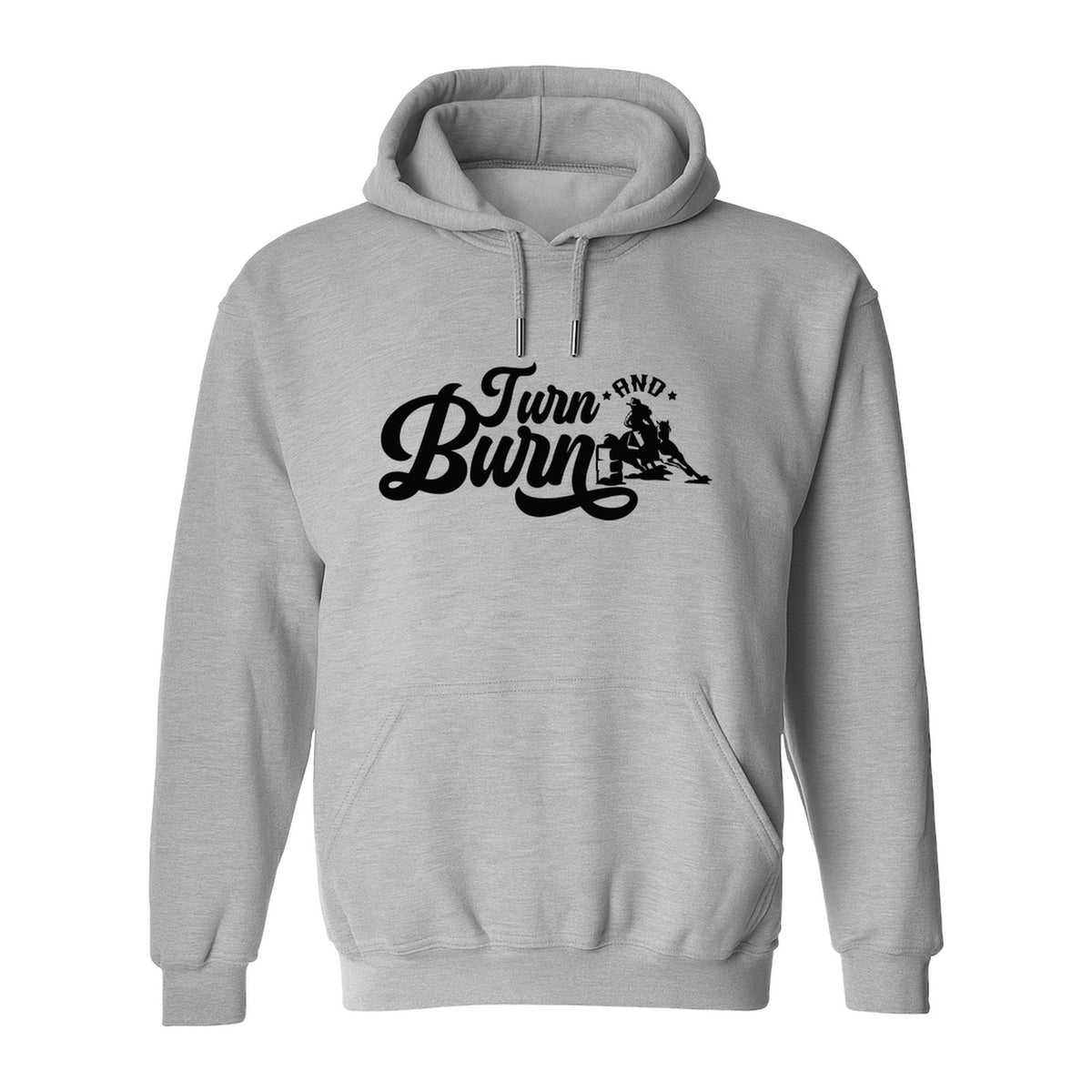 Barrel Racing Hoodie, Turn and Burn Equestrian Pullover for Rodeo Riders and Horse Lovers