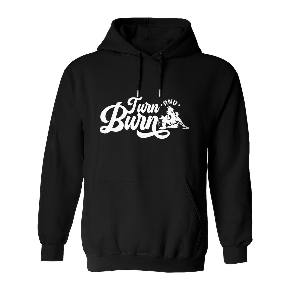 Barrel Racing Hoodie, Turn and Burn Equestrian Pullover for Rodeo Riders and Horse Lovers