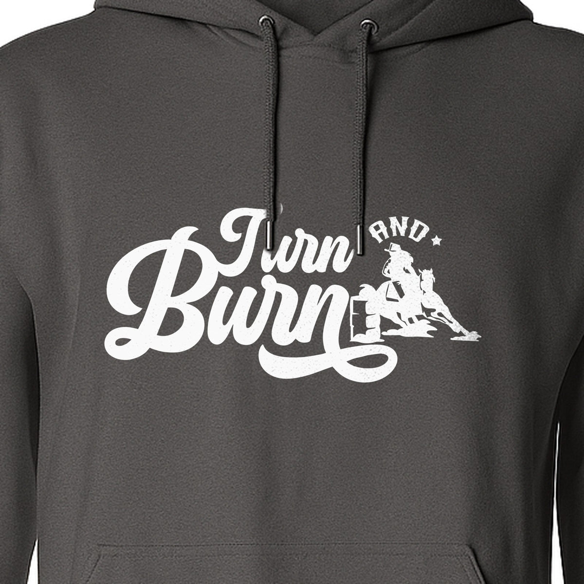 Barrel Racing Hoodie, Turn and Burn Equestrian Pullover for Rodeo Riders and Horse Lovers