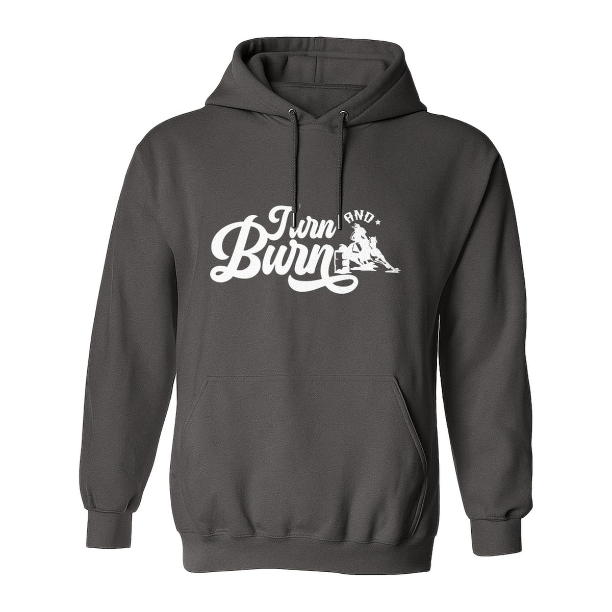 Barrel Racing Hoodie, Turn and Burn Equestrian Pullover for Rodeo Riders and Horse Lovers