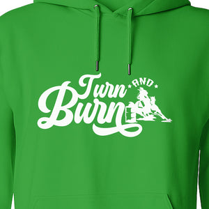 Barrel Racing Hoodie, Turn and Burn Equestrian Pullover for Rodeo Riders and Horse Lovers