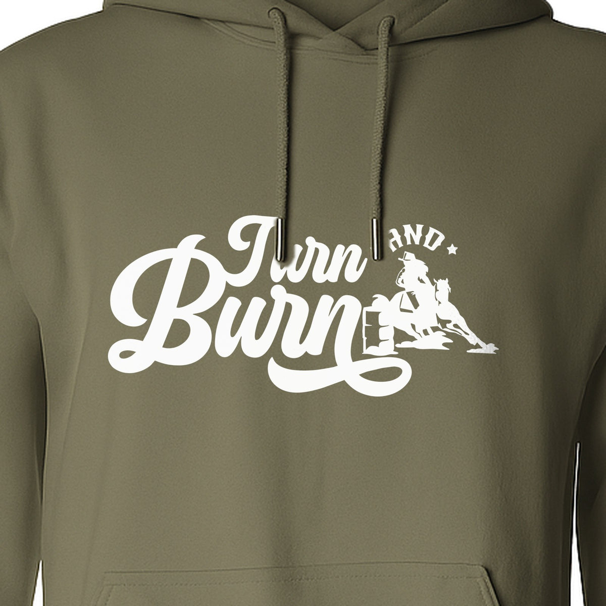 Barrel Racing Hoodie, Turn and Burn Equestrian Pullover for Rodeo Riders and Horse Lovers