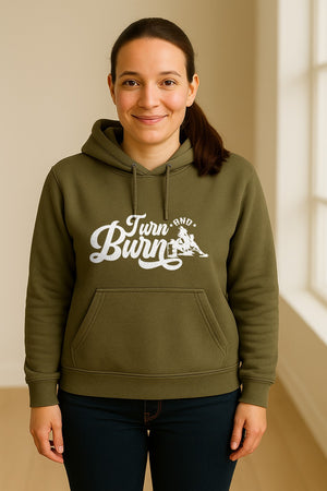 Barrel Racing Hoodie, Turn and Burn Equestrian Pullover for Rodeo Riders and Horse Lovers