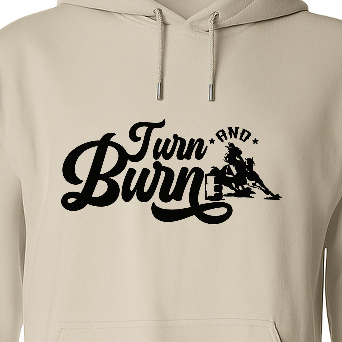 Barrel Racing Hoodie, Turn and Burn Equestrian Pullover for Rodeo Riders and Horse Lovers