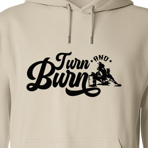 Barrel Racing Hoodie, Turn and Burn Equestrian Pullover for Rodeo Riders and Horse Lovers