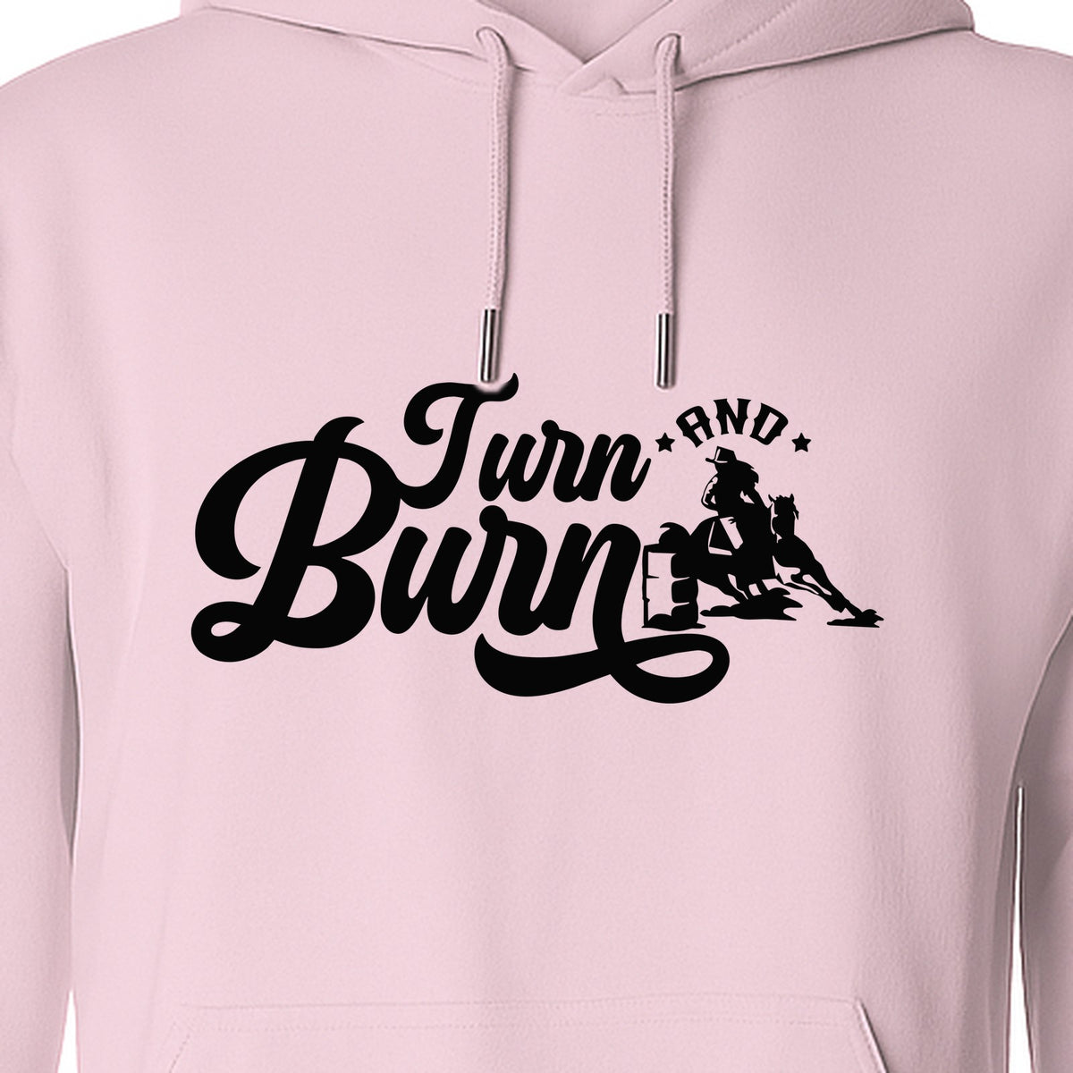 Barrel Racing Hoodie, Turn and Burn Equestrian Pullover for Rodeo Riders and Horse Lovers