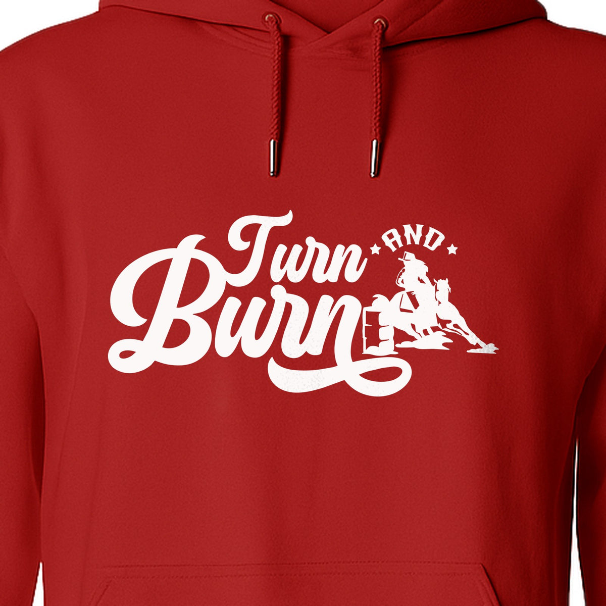 Barrel Racing Hoodie, Turn and Burn Equestrian Pullover for Rodeo Riders and Horse Lovers