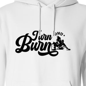 Barrel Racing Hoodie, Turn and Burn Equestrian Pullover for Rodeo Riders and Horse Lovers