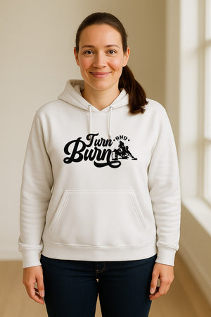 Barrel Racing Hoodie, Turn and Burn Equestrian Pullover for Rodeo Riders and Horse Lovers
