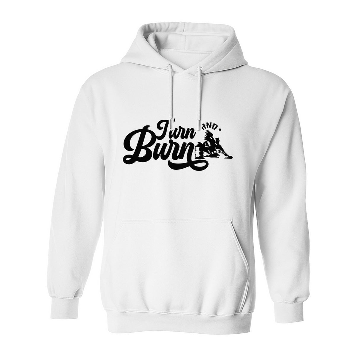 Barrel Racing Hoodie, Turn and Burn Equestrian Pullover for Rodeo Riders and Horse Lovers