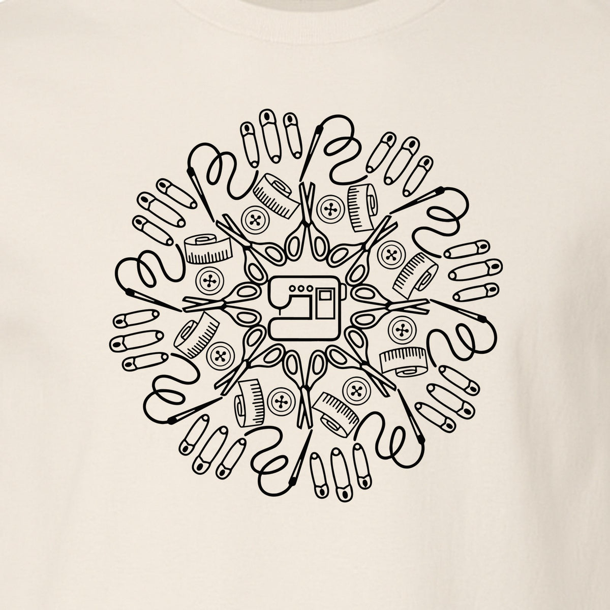 Sewing Machine T-Shirt, Circular Notions Line Art Design for Quilters and Seamstresses