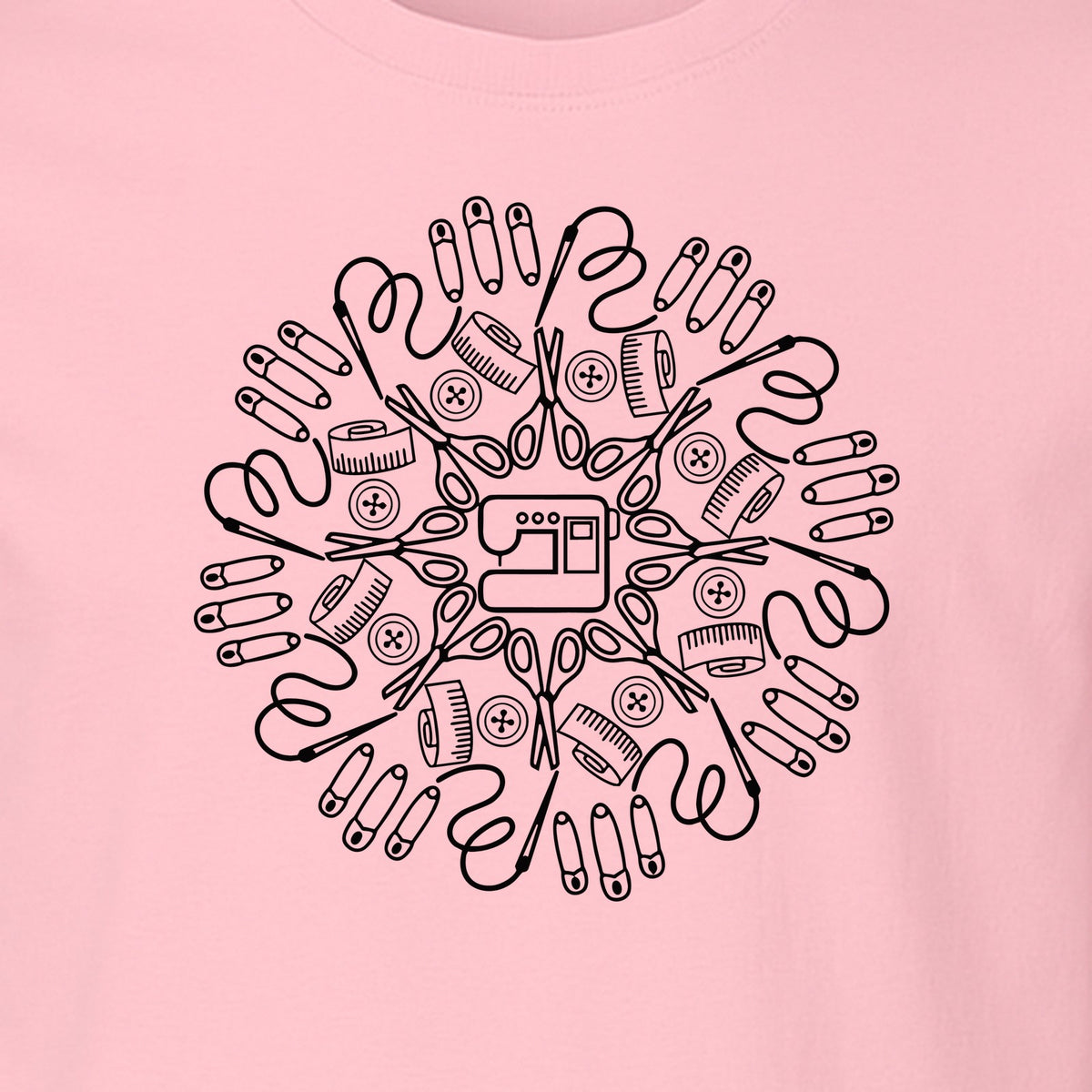Sewing Machine T-Shirt, Circular Notions Line Art Design for Quilters and Seamstresses