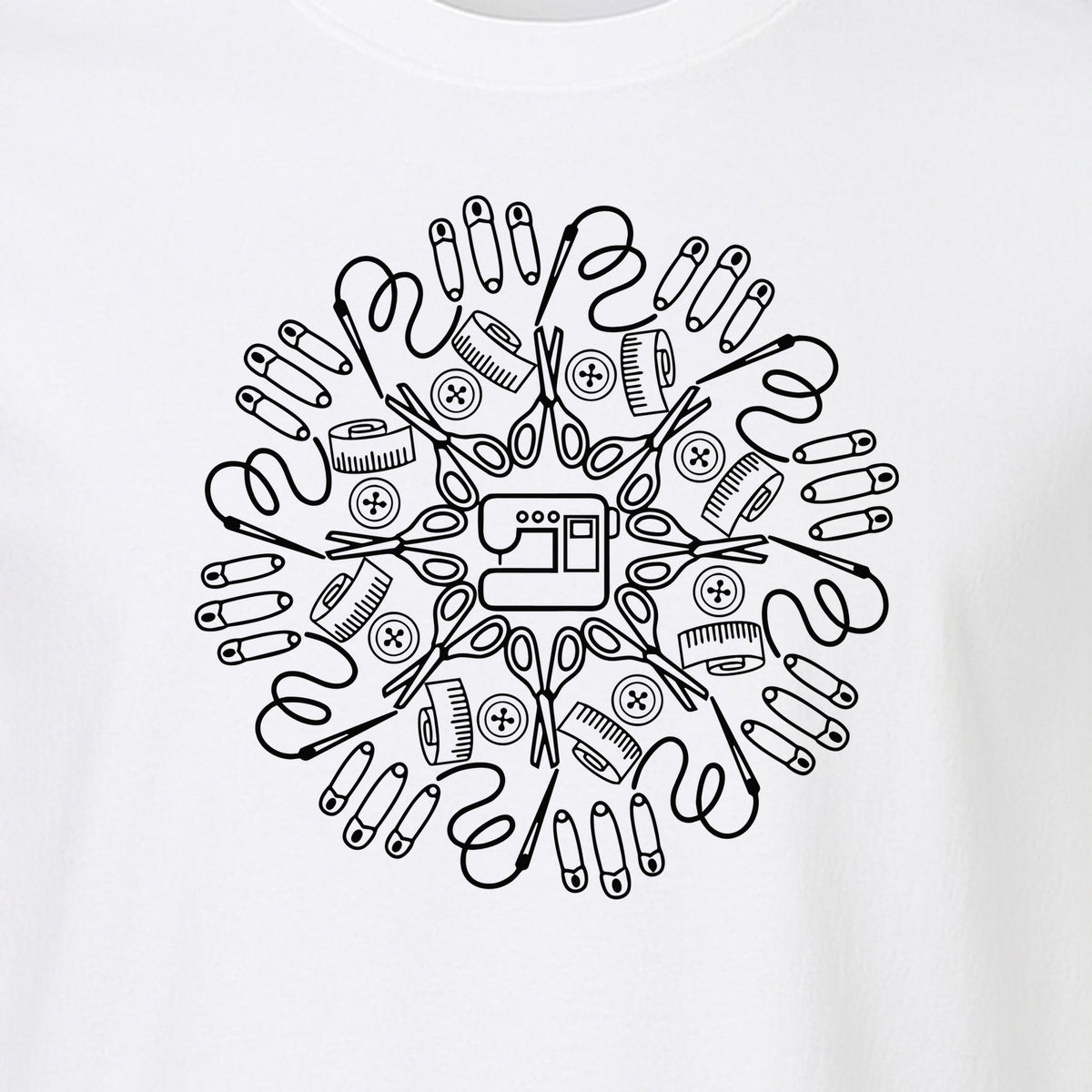 Sewing Machine T-Shirt, Circular Notions Line Art Design for Quilters and Seamstresses