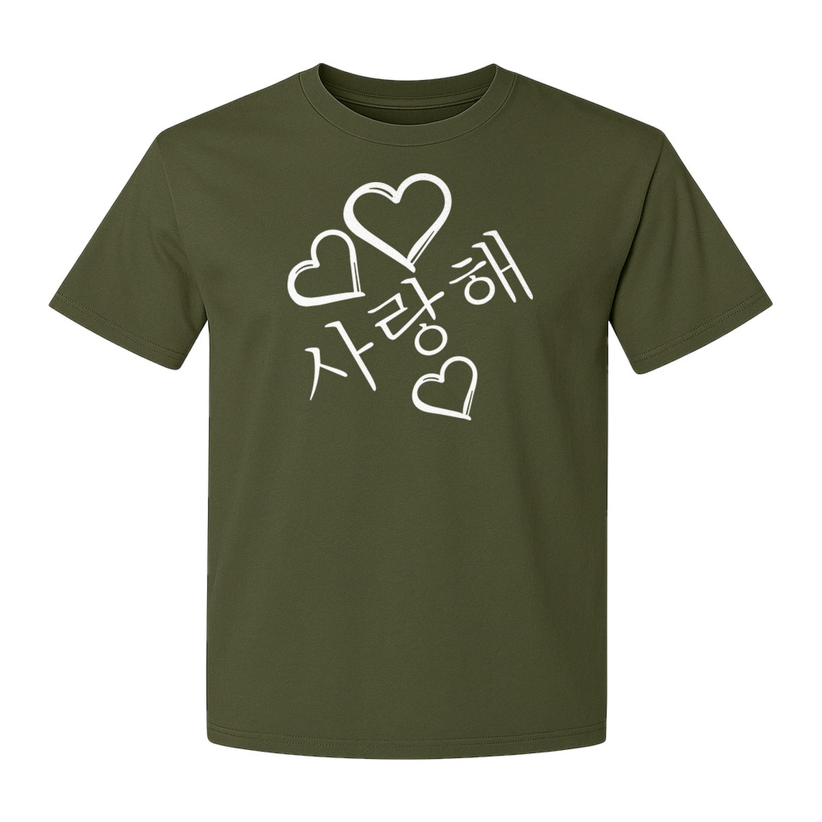 Saranghae T-Shirt, Korean Love Hearts Graphic Tee for K-Pop Culture Fans and Gift Giving