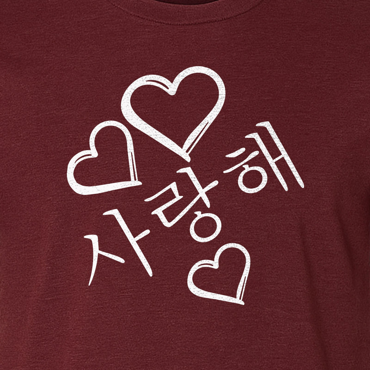 Saranghae T-Shirt, Korean Love Hearts Graphic Tee for K-Pop Culture Fans and Gift Giving