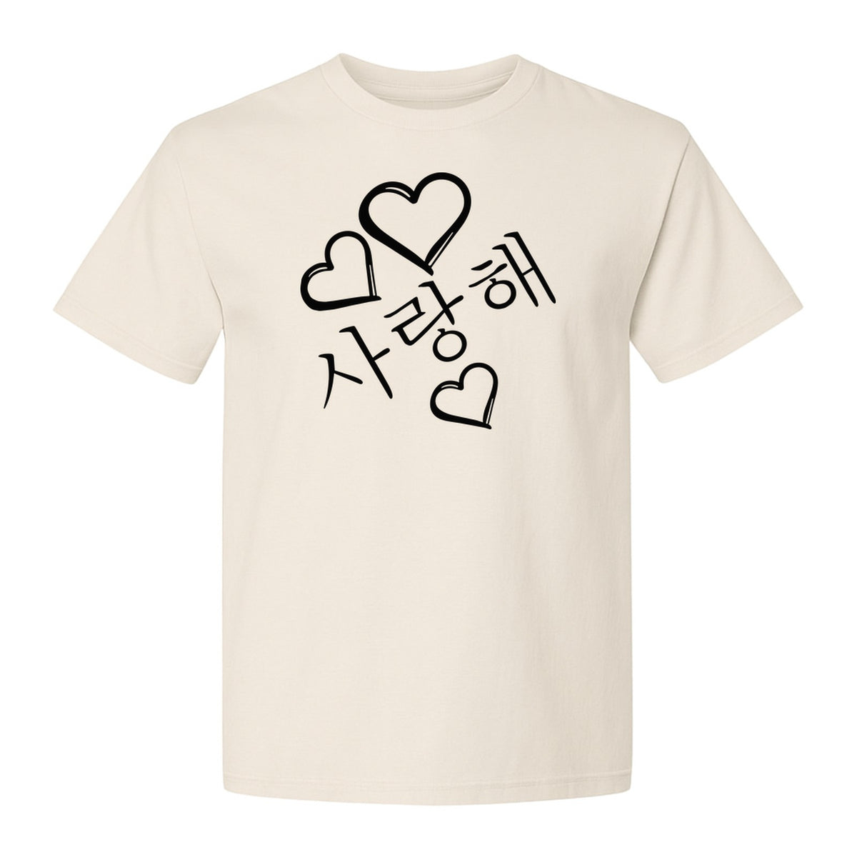 Saranghae T-Shirt, Korean Love Hearts Graphic Tee for K-Pop Culture Fans and Gift Giving