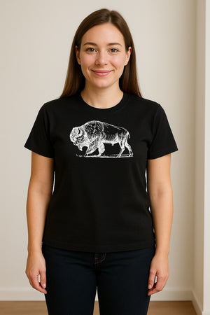 Bison T-Shirt, Vintage American Buffalo Sketch Graphic for Wildlife and Nature Lovers
