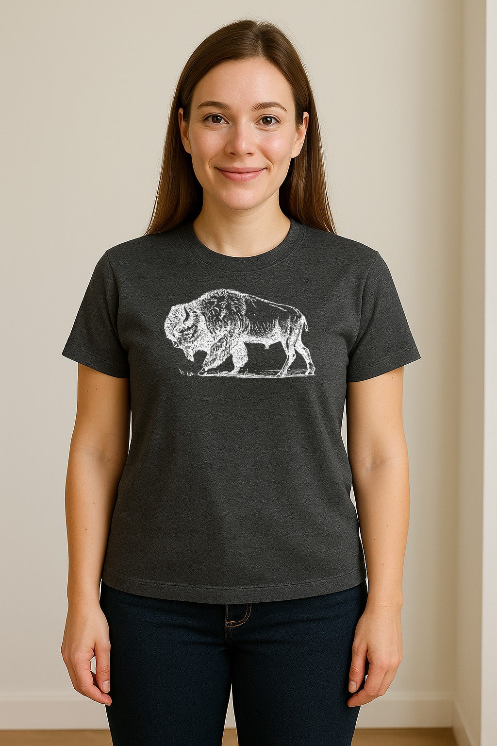 Bison T-Shirt, Vintage American Buffalo Sketch Graphic for Wildlife and Nature Lovers