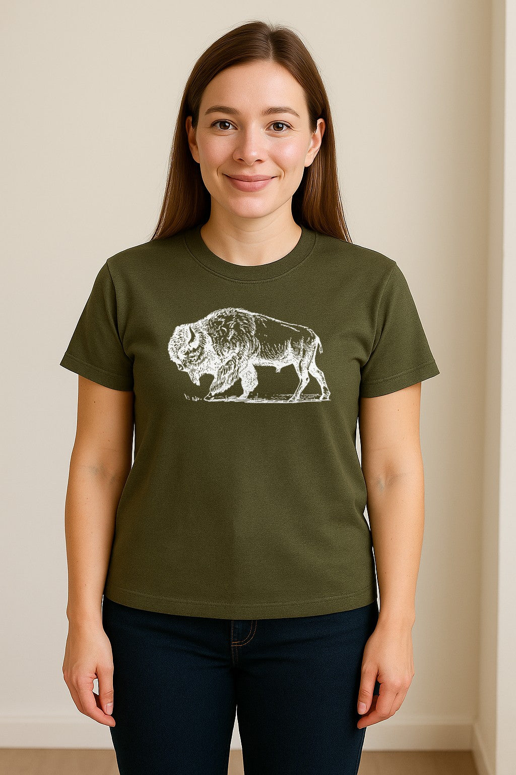 Bison T-Shirt, Vintage American Buffalo Sketch Graphic for Wildlife and Nature Lovers