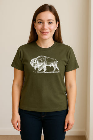 Bison T-Shirt, Vintage American Buffalo Sketch Graphic for Wildlife and Nature Lovers