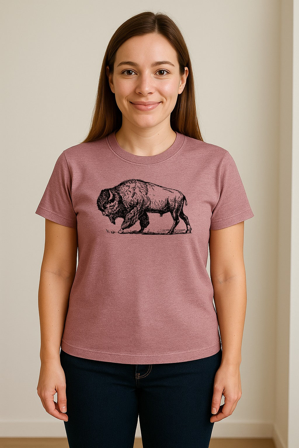 Bison T-Shirt, Vintage American Buffalo Sketch Graphic for Wildlife and Nature Lovers