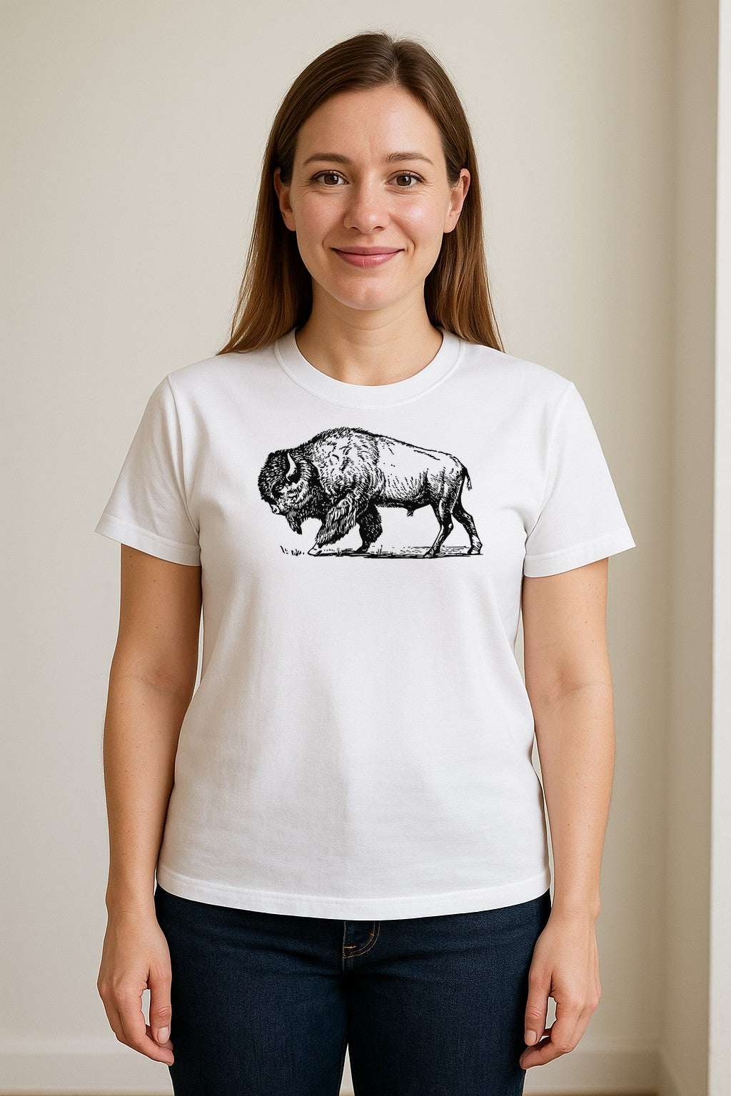 Bison T-Shirt, Vintage American Buffalo Sketch Graphic for Wildlife and Nature Lovers