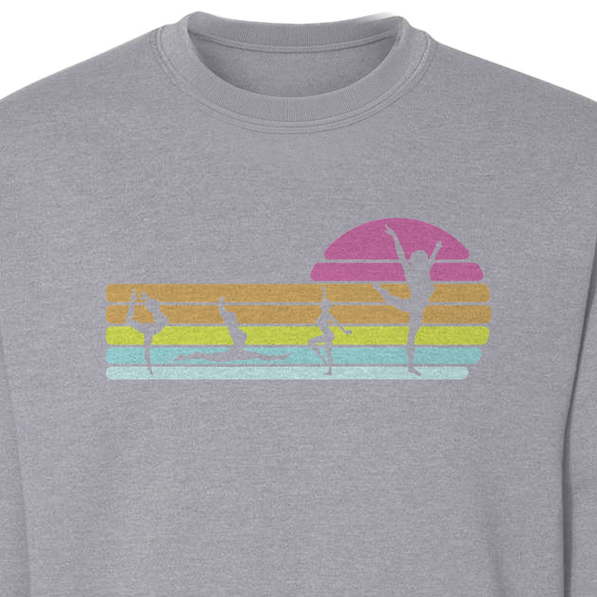 Gymnastics Sweatshirt, Retro Sunset Silhouette Design for Gymnasts and Coaches