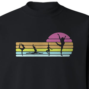 Gymnastics Sweatshirt, Retro Sunset Silhouette Design for Gymnasts and Coaches