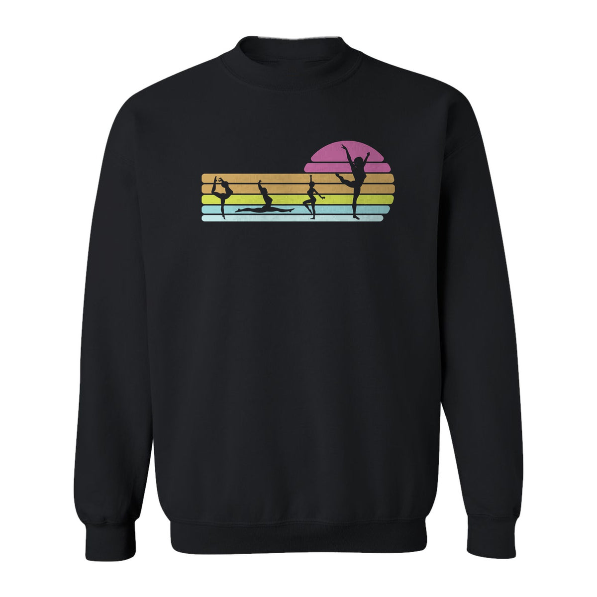Gymnastics Sweatshirt, Retro Sunset Silhouette Design for Gymnasts and Coaches