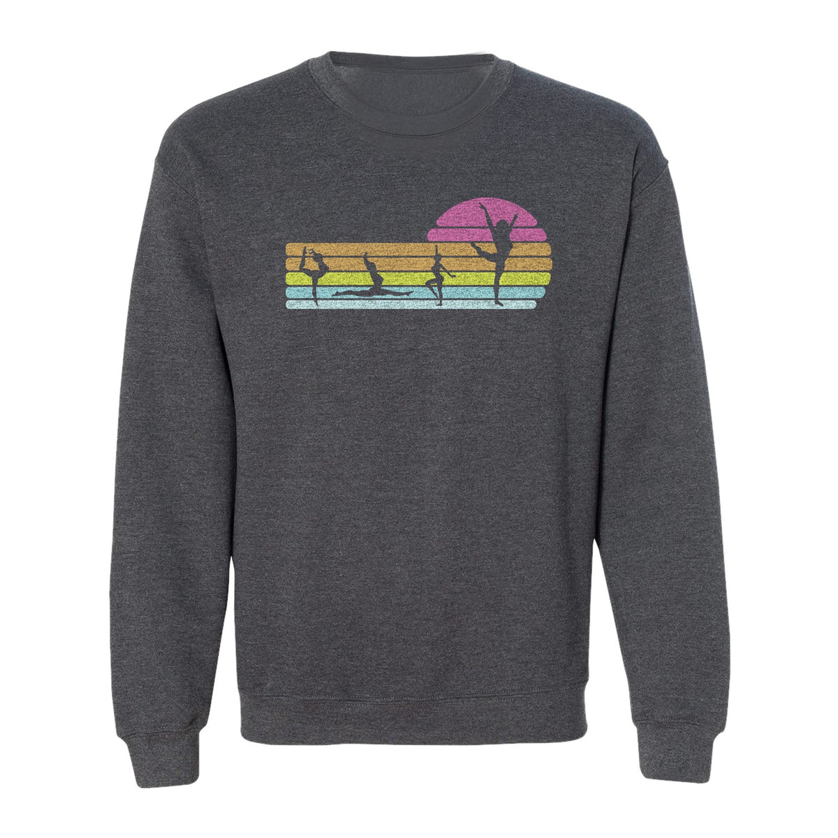 Gymnastics Sweatshirt, Retro Sunset Silhouette Design for Gymnasts and Coaches