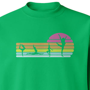 Gymnastics Sweatshirt, Retro Sunset Silhouette Design for Gymnasts and Coaches