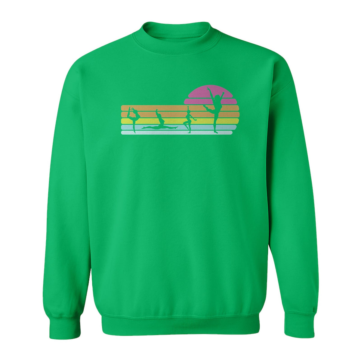 Gymnastics Sweatshirt, Retro Sunset Silhouette Design for Gymnasts and Coaches