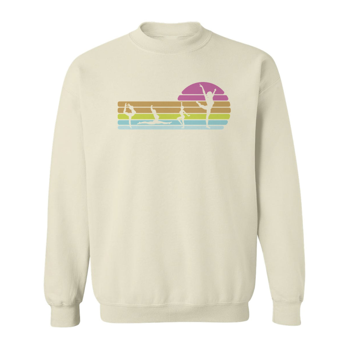 Gymnastics Sweatshirt, Retro Sunset Silhouette Design for Gymnasts and Coaches