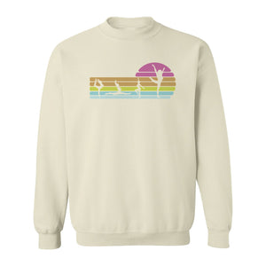 Gymnastics Sweatshirt, Retro Sunset Silhouette Design for Gymnasts and Coaches