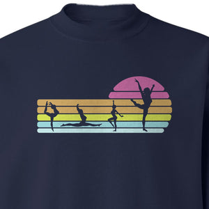 Gymnastics Sweatshirt, Retro Sunset Silhouette Design for Gymnasts and Coaches