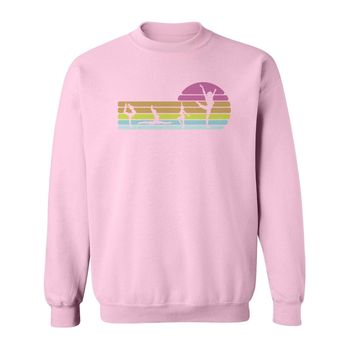 Gymnastics Sweatshirt, Retro Sunset Silhouette Design for Gymnasts and Coaches