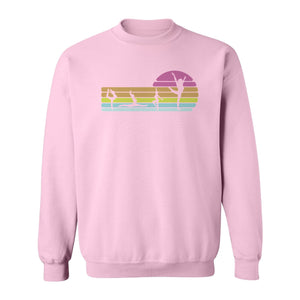 Gymnastics Sweatshirt, Retro Sunset Silhouette Design for Gymnasts and Coaches