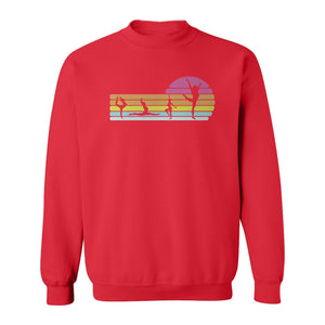 Gymnastics Sweatshirt, Retro Sunset Silhouette Design for Gymnasts and Coaches