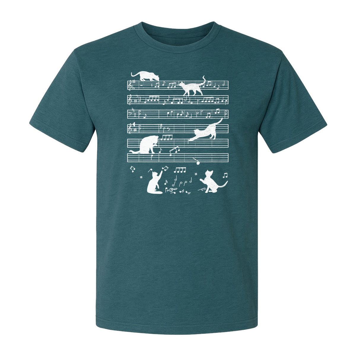 Cat Music T-Shirt, Kitties on Musical Staff Design for Piano Players, Teachers and Feline Fans