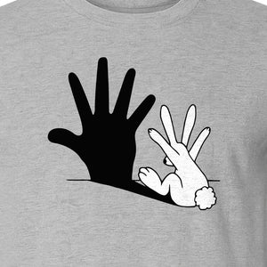 Rabbit Shadow T-Shirt, Hand Gesture Bunny Silhouette Graphic for Animal Lovers, Easter and Birthday Gifts