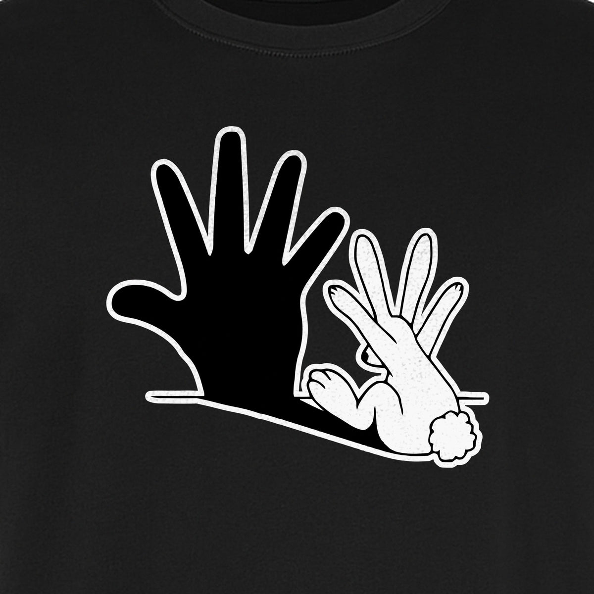Rabbit Shadow T-Shirt, Hand Gesture Bunny Silhouette Graphic for Animal Lovers, Easter and Birthday Gifts