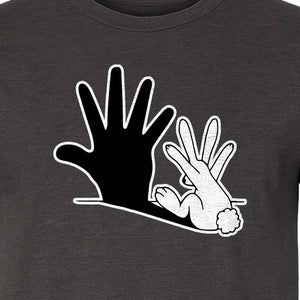 Rabbit Shadow T-Shirt, Hand Gesture Bunny Silhouette Graphic for Animal Lovers, Easter and Birthday Gifts
