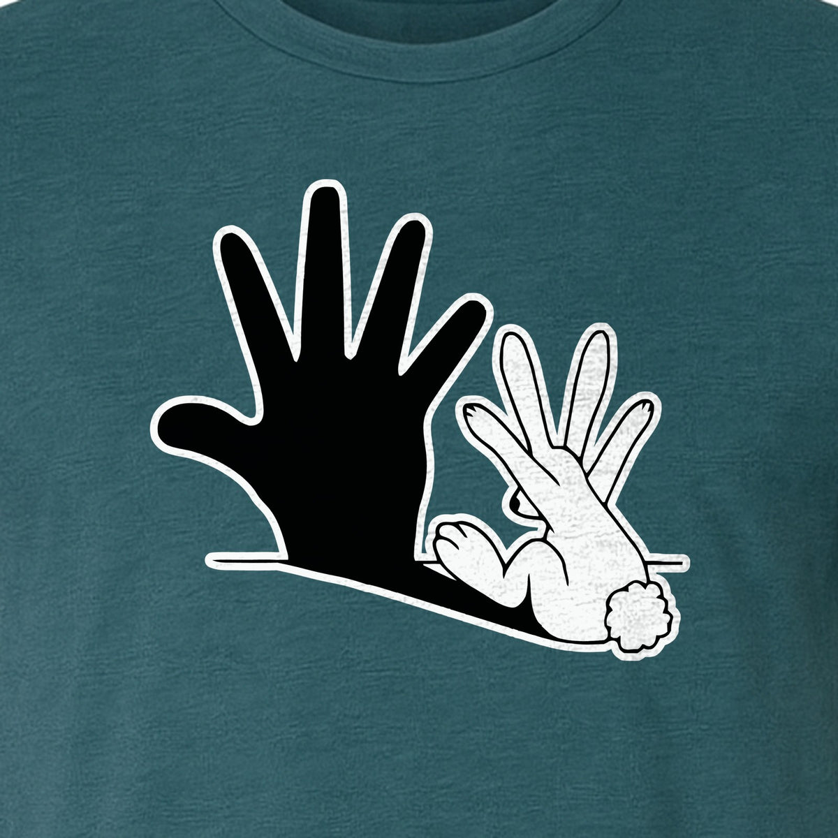 Rabbit Shadow T-Shirt, Hand Gesture Bunny Silhouette Graphic for Animal Lovers, Easter and Birthday Gifts